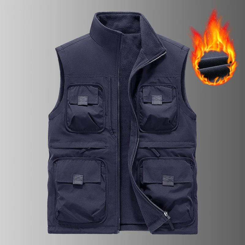 Herren Gefütterte Utility‑Weste mit Fleece‑Innenfutter und Mehrfachtaschen Nord Taschen