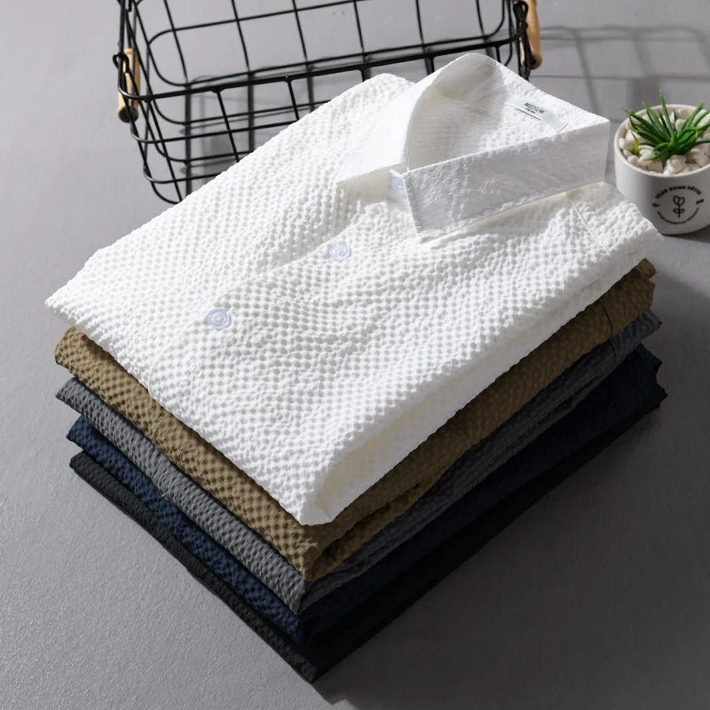 Herren Struktur-Leichthemd im Layering-Style mit Crinkle-Optik und gerundetem Saum Nord Taschen
