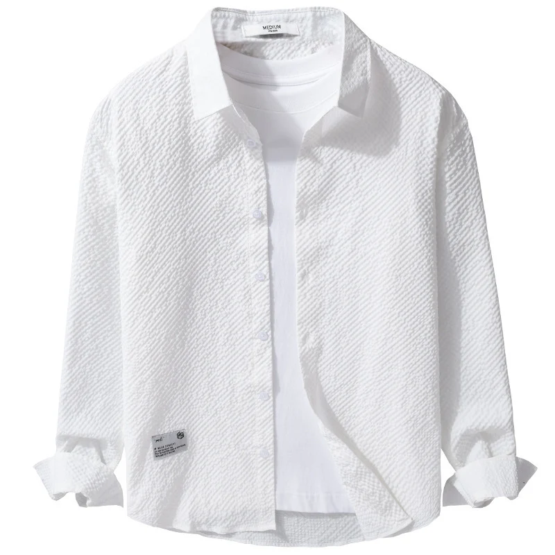 Herren Struktur-Leichthemd im Layering-Style mit Crinkle-Optik und gerundetem Saum Nord Taschen