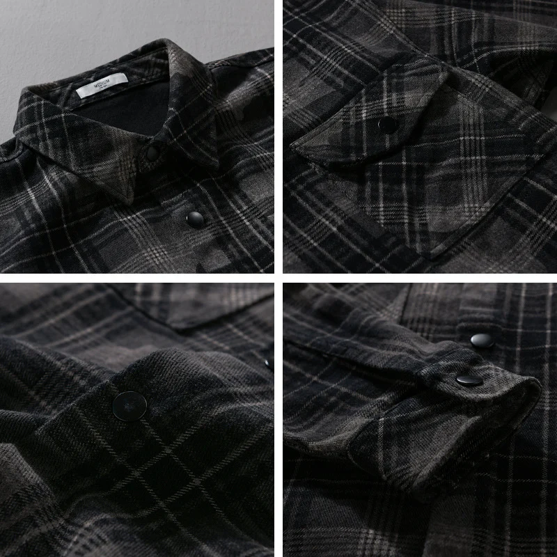 Herren Kariertes Overshirt aus flauschigem Flanell mit Brusttaschen Nord Taschen