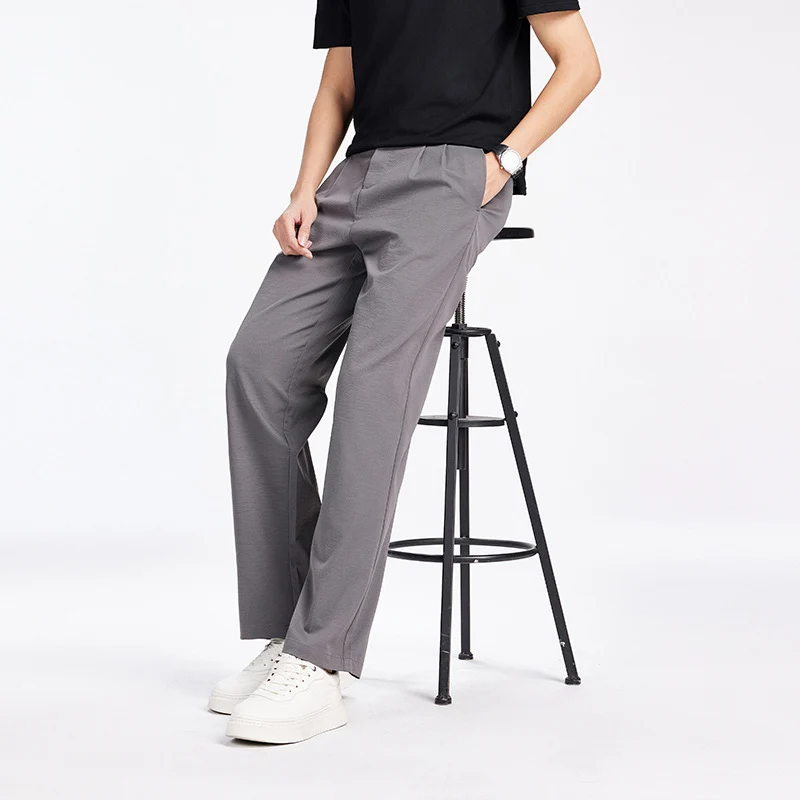 Herren Elegante Bundfalten-Stoffhose mit hoher Bundhöhe, Bügelfalte und geradem Bein Nord Taschen