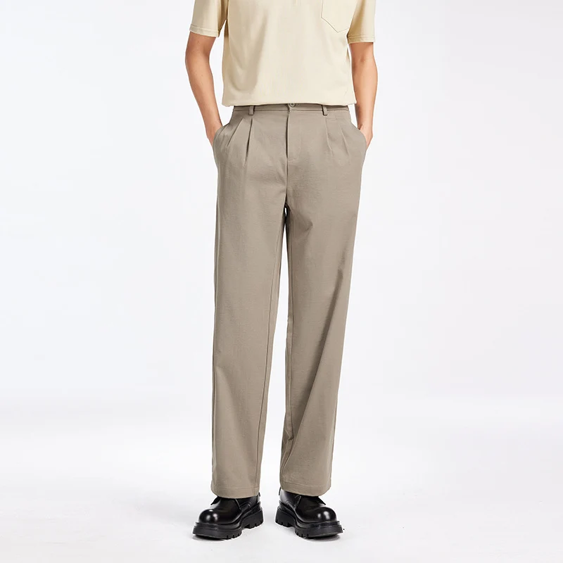 Herren Elegante Bundfalten-Stoffhose mit hoher Bundhöhe, Bügelfalte und geradem Bein Nord Taschen