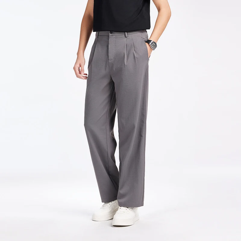 Herren Elegante Bundfalten-Stoffhose mit hoher Bundhöhe, Bügelfalte und geradem Bein Nord Taschen