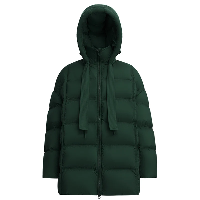 Damen Steppige wärmende Daunenjacke mit Kapuze und weiter Silhouette Nord Taschen