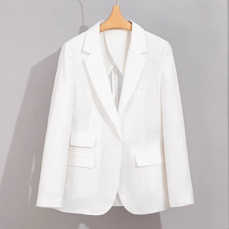 Damen Sommerlicher Leinen‑Mix Blazer mit taillierter Silhouette und Pattentaschen Nord Taschen