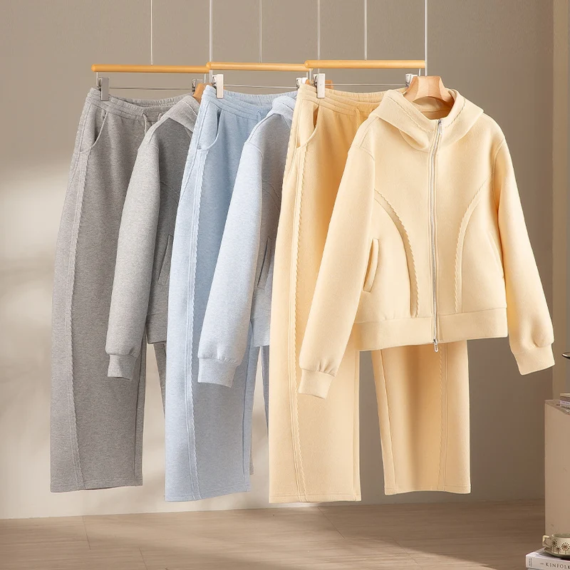 Damen Relaxed-Fleece-Hose mit hoher Taille, Tunnelzug und dekorativer Seitennaht Nord Taschen