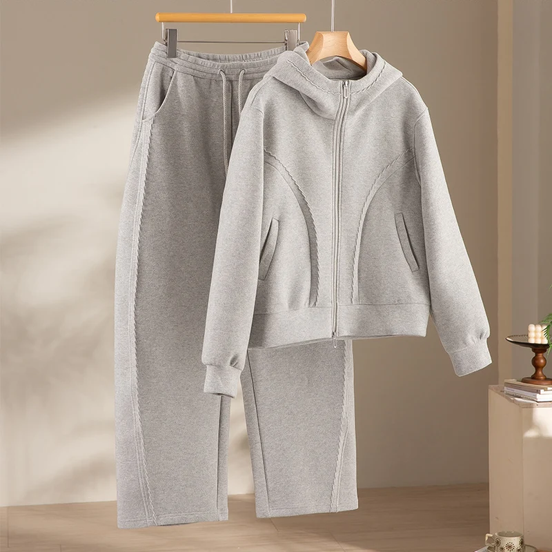 Damen Relaxed-Fleece-Hose mit hoher Taille, Tunnelzug und dekorativer Seitennaht Nord Taschen