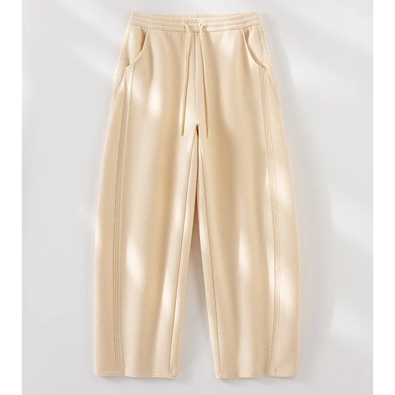 Damen Relaxed-Fleece-Hose mit hoher Taille, Tunnelzug und dekorativer Seitennaht Nord Taschen