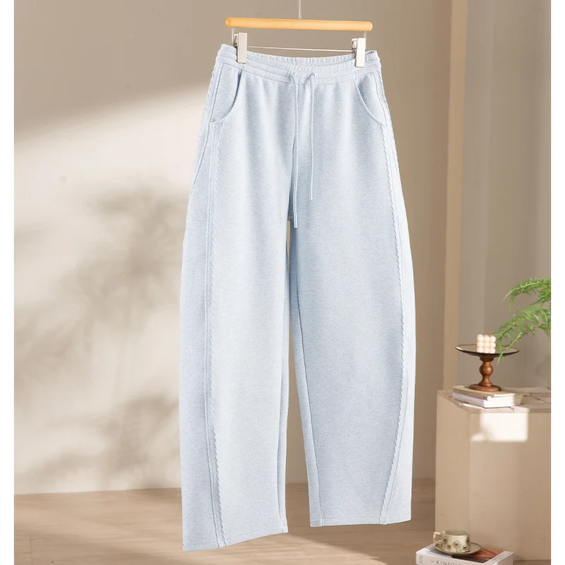 Damen Relaxed-Fleece-Hose mit hoher Taille, Tunnelzug und dekorativer Seitennaht Nord Taschen