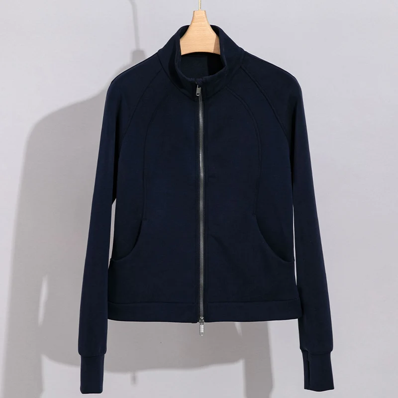 Damen Performance-Trainingsjacke mit Stehkragen und Daumenloch Nord Taschen