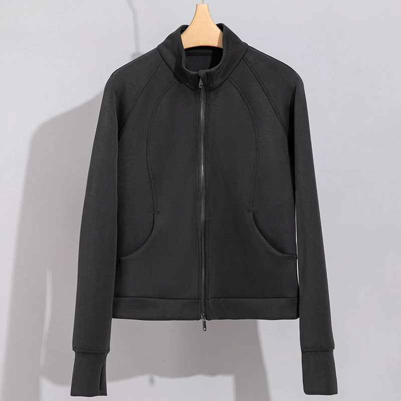 Damen Performance-Trainingsjacke mit Stehkragen und Daumenloch Nord Taschen