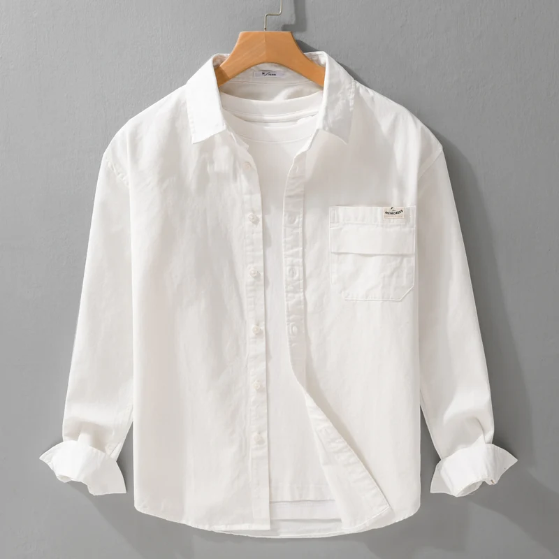 Herren Leichtes Baumwoll-Overshirt mit Kentkragen, Brusttasche und Relaxed-Fit Nord Taschen