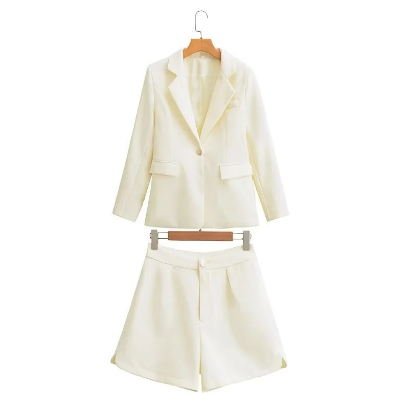 Damen Tailliertes Blazer- und Shorts-Set mit Korsagen-Croptop Nord Taschen