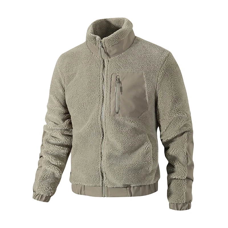 Herren Teddy-Fleece Jacke mit Stehkragen und verstärkten Einsätzen Nord Taschen