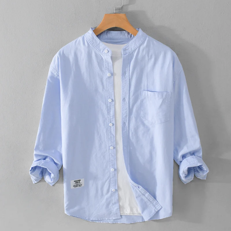 Herren Stehkragen-Overshirt aus Baumwollmix mit Brusttasche und entspannter Passform Nord Taschen