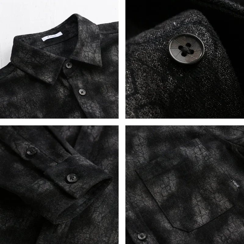 Herren Samtiges Hemdjacken-Overshirt mit tonalem Muster und Brusttasche Nord Taschen