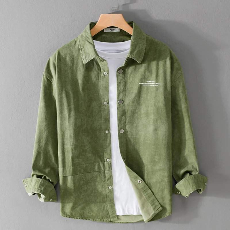 Herren Samtiges Cord-Overshirt mit Druckknopfleiste und Relaxed-Fit Nord Taschen