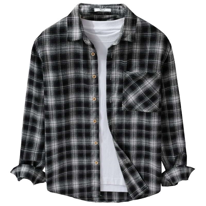 Herren Kariertes Flanell-Overshirt mit weicher Baumwollstruktur, Brusttasche und Relaxed-Fit Nord Taschen