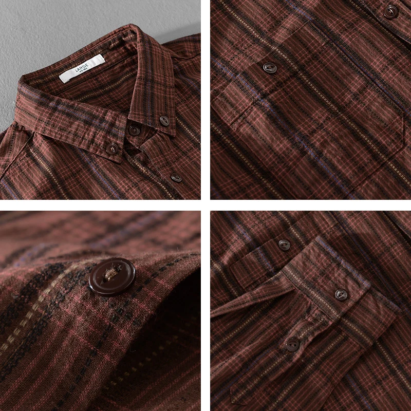 Herren Kariertes Flanell-Overshirt mit Button-Down-Kragen und aufgesetzten Brusttaschen Nord Taschen