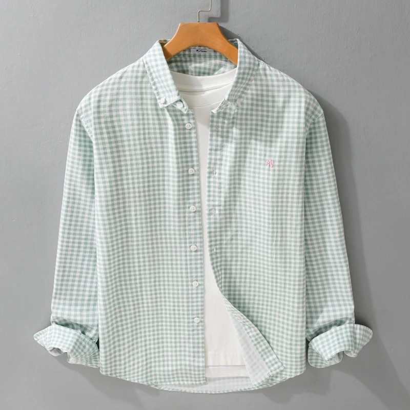 Herren Kariertes Baumwollhemd mit Button-Down-Kragen und relaxed Fit Nord Taschen