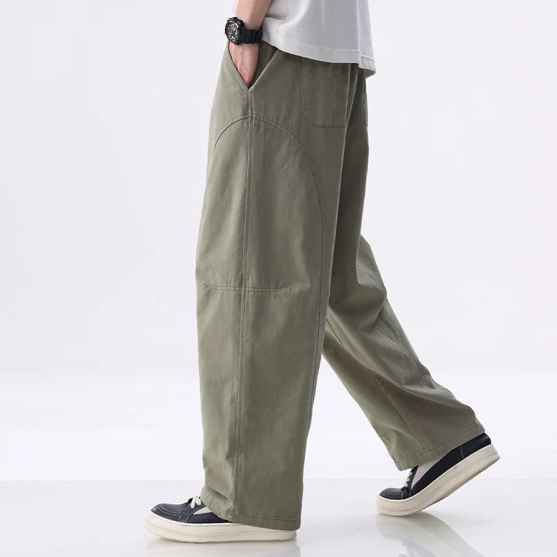 Herren Locker geschnittene Utility-Hose mit weitem Bein, markanten Ziernähten und elastischem Bund Nord Taschen