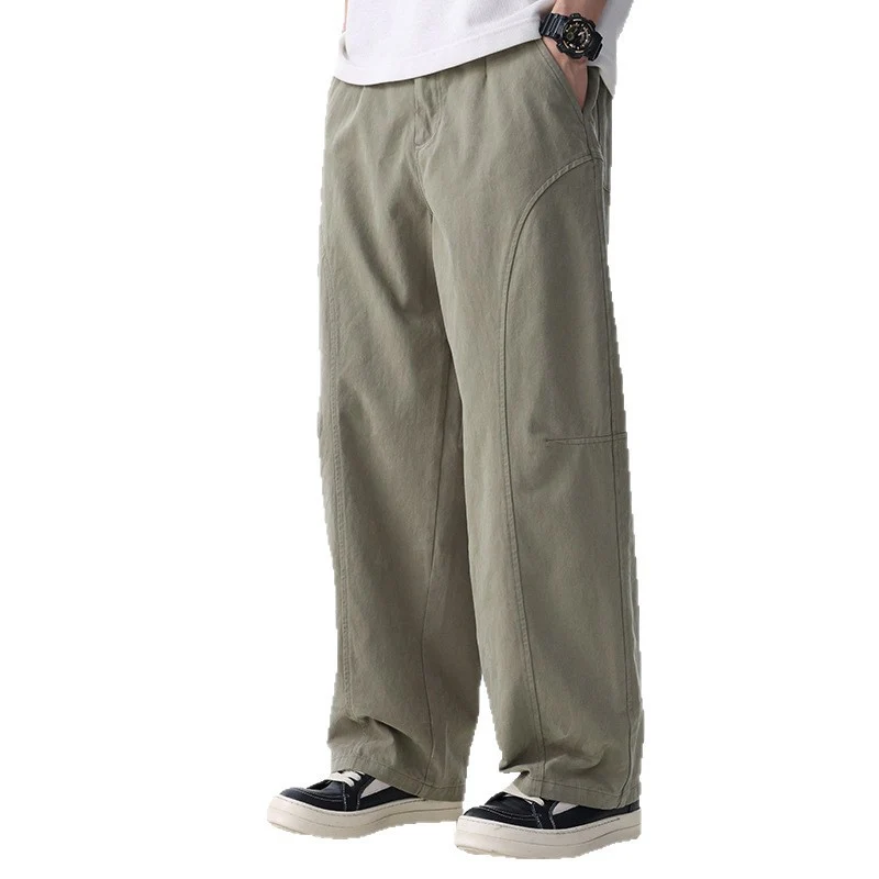 Herren Locker geschnittene Utility-Hose mit weitem Bein, markanten Ziernähten und elastischem Bund Nord Taschen