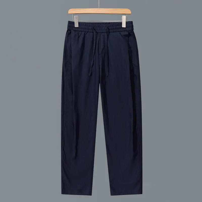 Herren Leinen-Baumwollhose mit elastischem Bund und Tunnelzug Nord Taschen