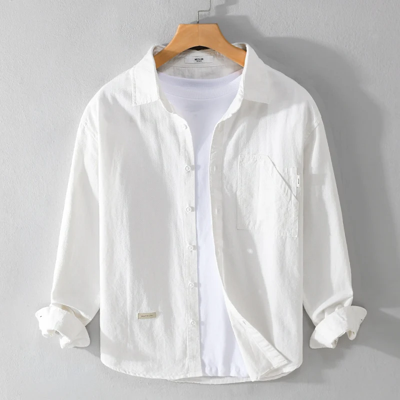 Herren Leichtes strukturiertes Baumwoll-Overshirt mit Brusttasche und entspannter Passform Nord Taschen