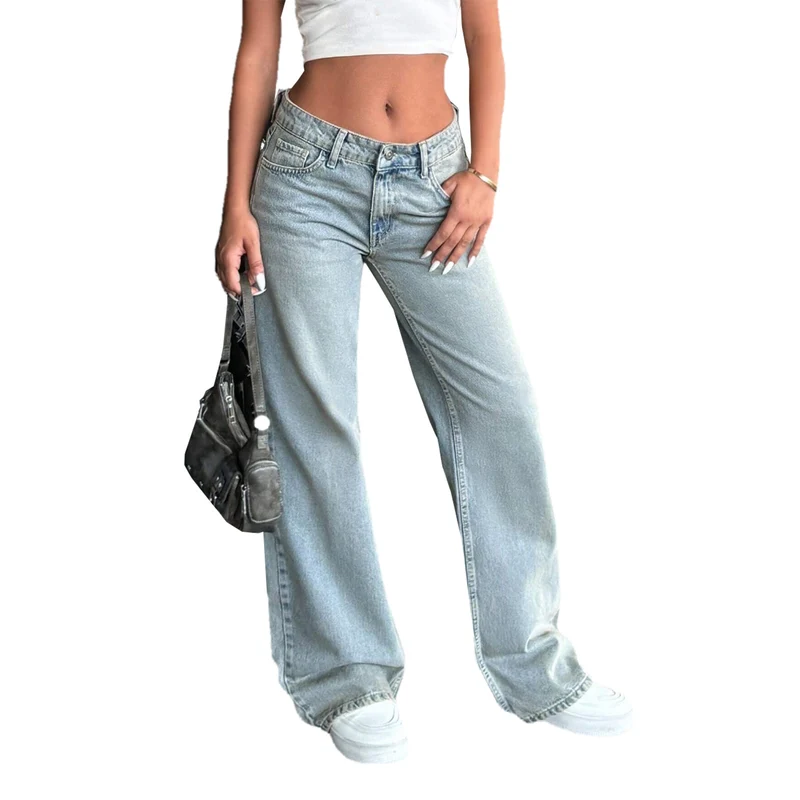 Damen Tief sitzende weite Schlagjeans aus Vintage-Denim Nord Taschen