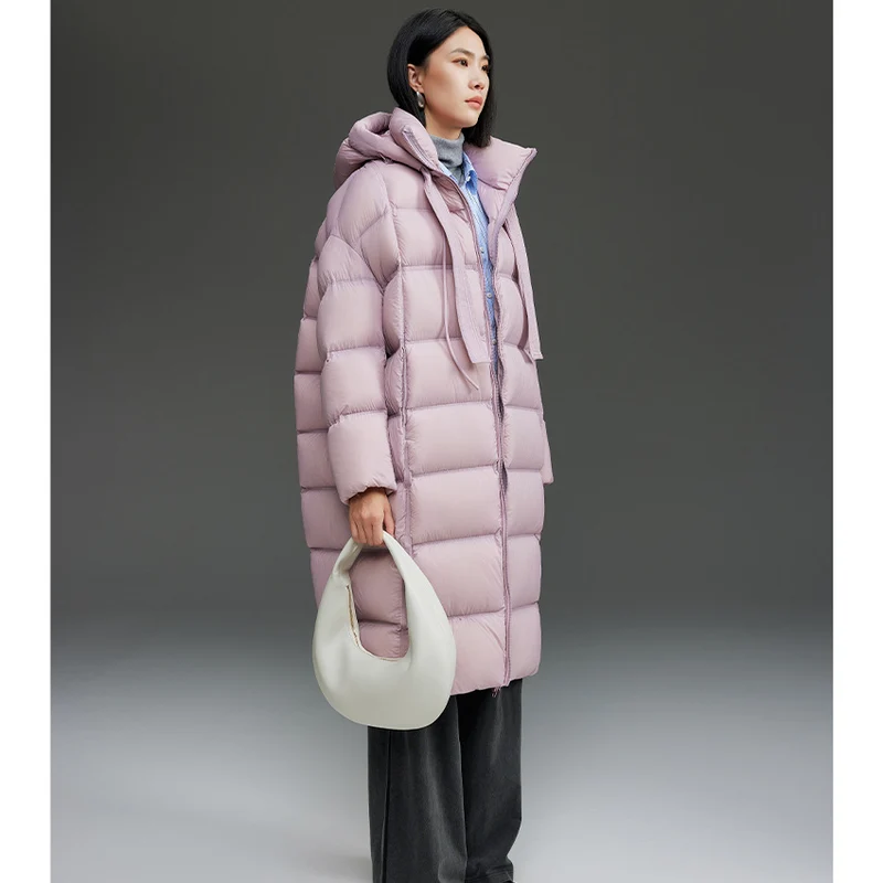 Damen Oversized Stepp-Daunenmantel mit Kapuze und verlängerter Silhouette Nord Taschen
