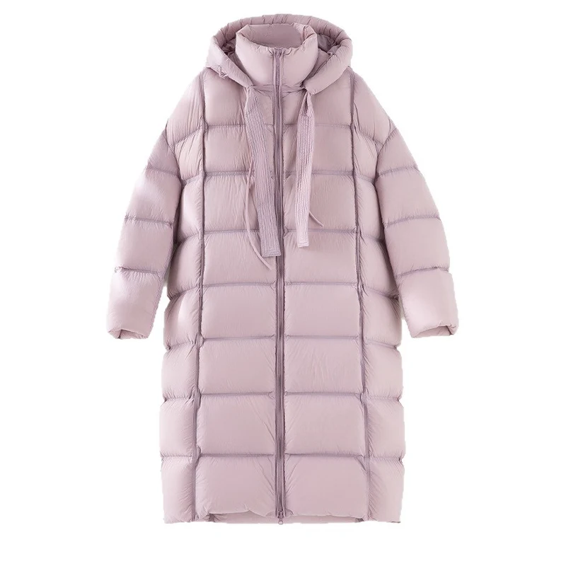 Damen Oversized Stepp-Daunenmantel mit Kapuze und verlängerter Silhouette Nord Taschen