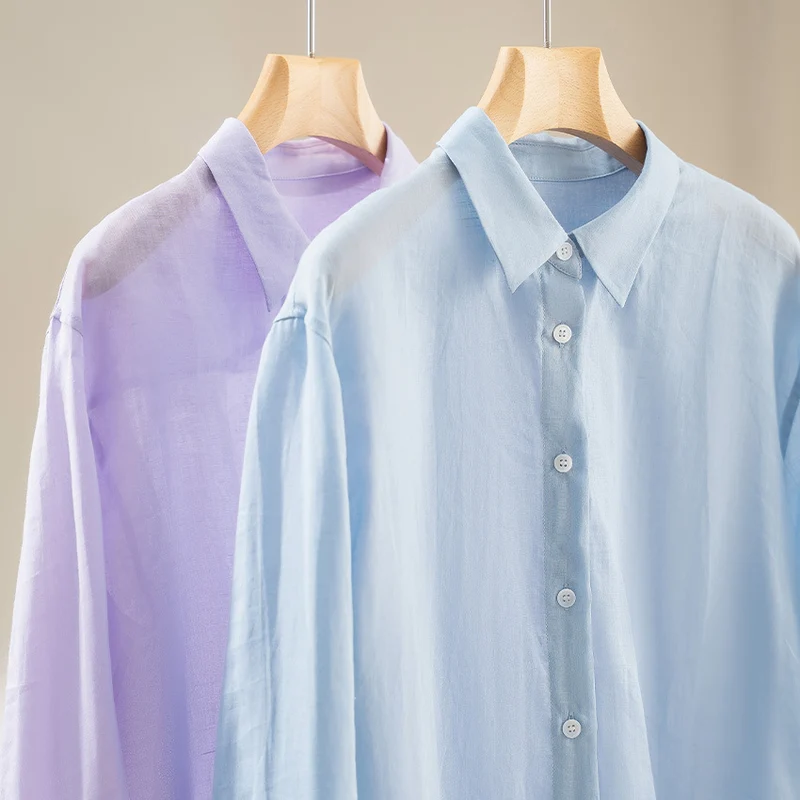Damen Oversize-Hemdenbluse aus leichter Viskose‑Mischung mit klassischem Kragen Nord Taschen