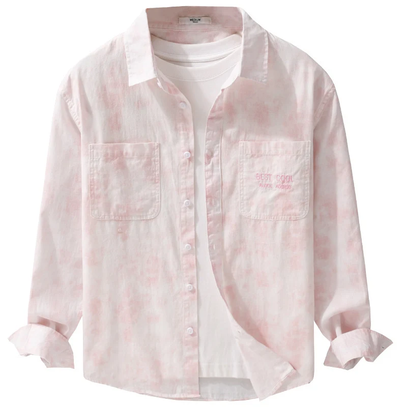 Herren Leichtes Baumwoll-Overshirt mit dezenter Batikoptik, Brusttaschen und Relaxed-Fit Nord Taschen