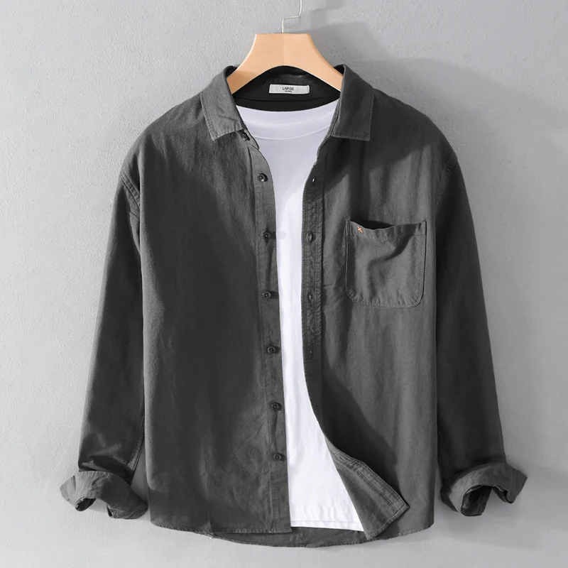 Herren Leichtes Baumwoll-Overshirt im Relaxed-Fit mit Brusttasche Nord Taschen