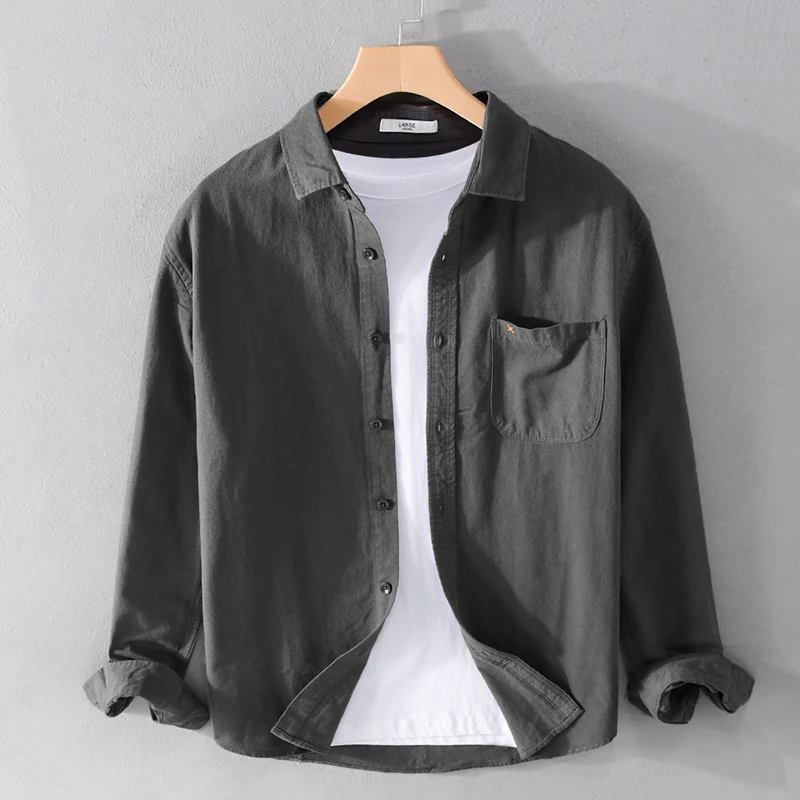 Herren Leichtes Baumwoll-Overshirt im Relaxed-Fit mit Brusttasche Nord Taschen