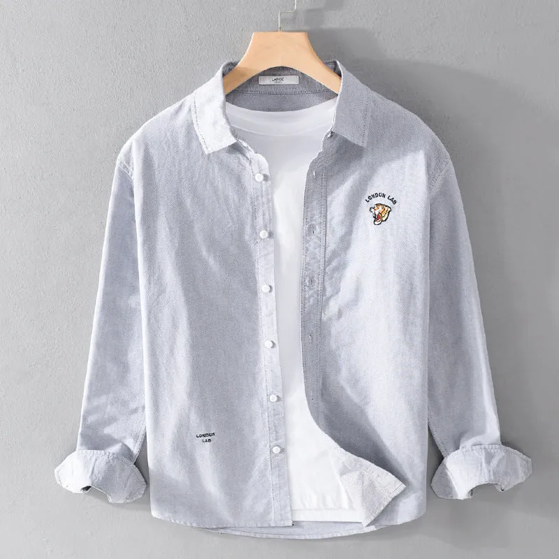 Herren Leichtes Baumwoll-Overshirt im Layering-Look mit Logostickerei und Kentkragen Nord Taschen