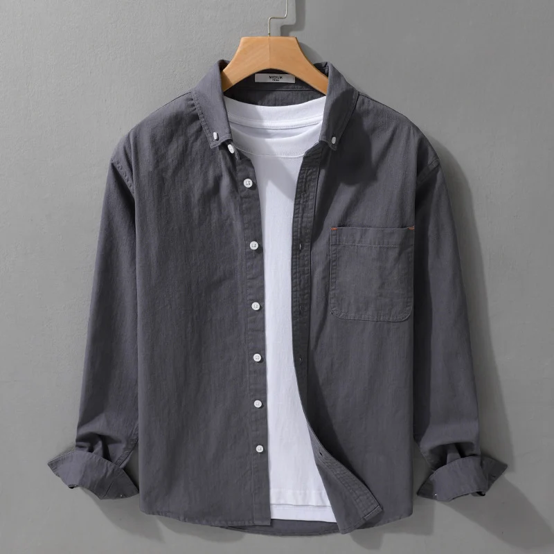 Herren Leichtes Baumwoll-Overshirt im Hemdjacken-Stil mit Brusttasche und Button-Down-Kragen Nord Taschen