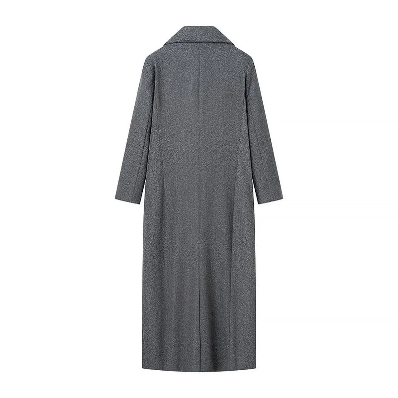 Damen Taillierter Longline-Cape-Mantel aus Wollmix mit überfallendem Cape-Detail Nord Taschen