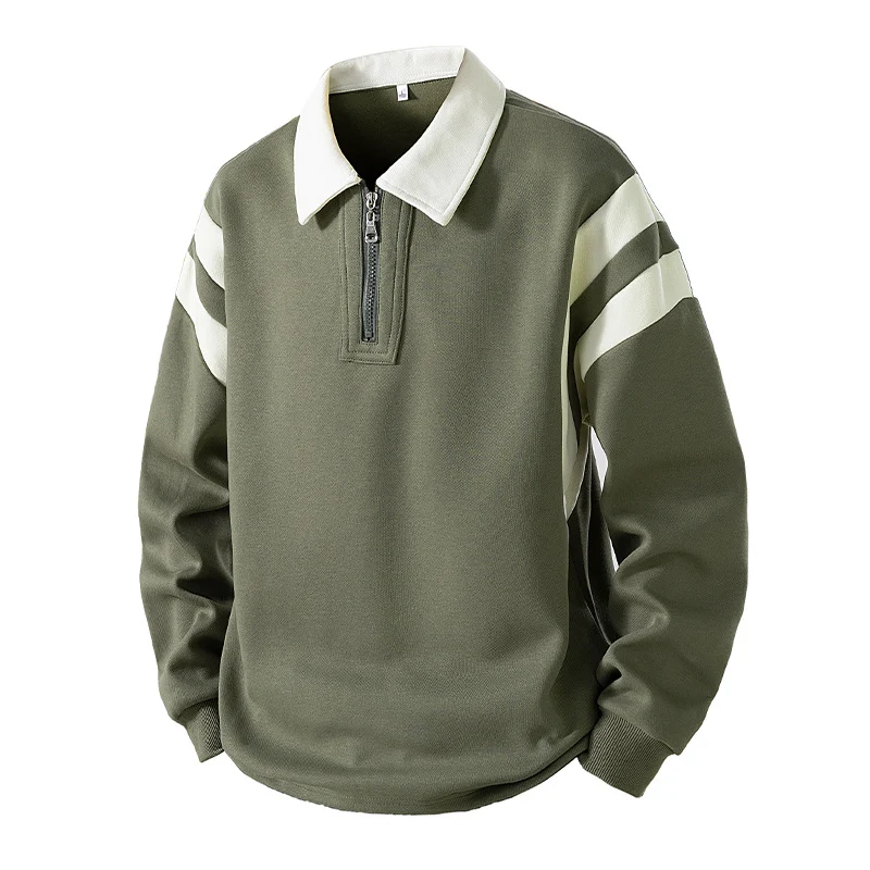 Herren Retro-Sportliches Rugby-Pulli mit halbhohem Reißverschluss und kontrastierendem Hemdkragen Nord Taschen