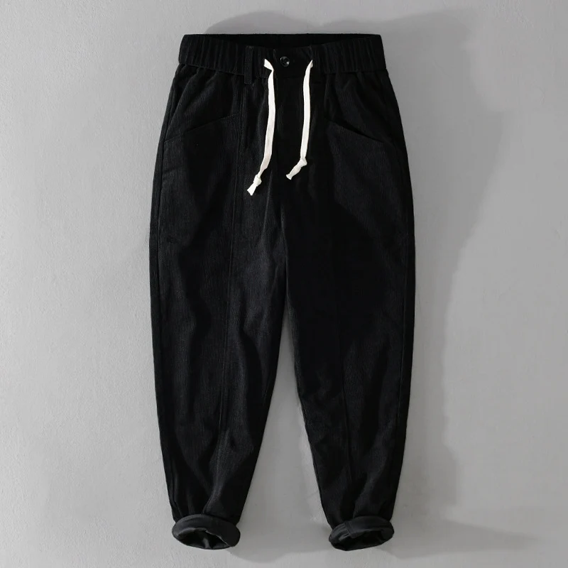 Herren Relaxte Cordhose mit elastischem Kordelbund, Kordelzug und konischem Bein Nord Taschen