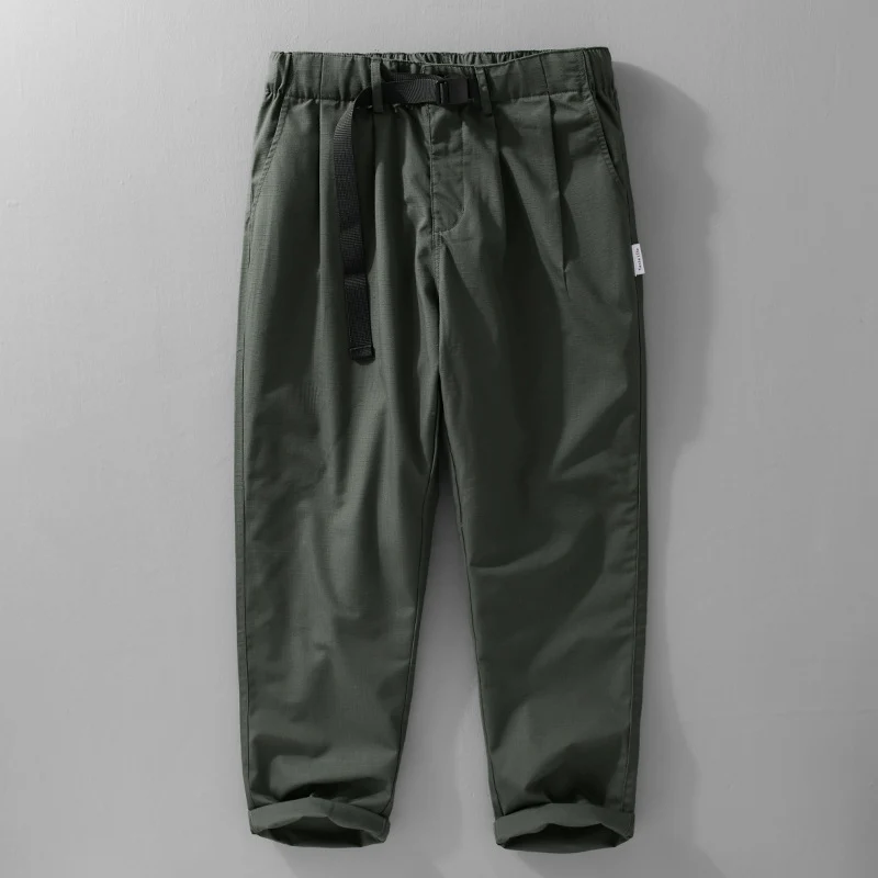 Herren Relaxte Baumwollhose mit elastischem Bund, integrierter Webbing-Gürtel und konischem Bein Nord Taschen