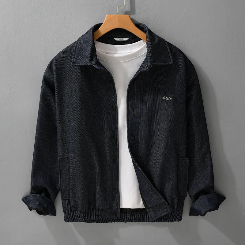 Herren Jeansjacke mit Druckknöpfen und elastischem Saum Nord Taschen