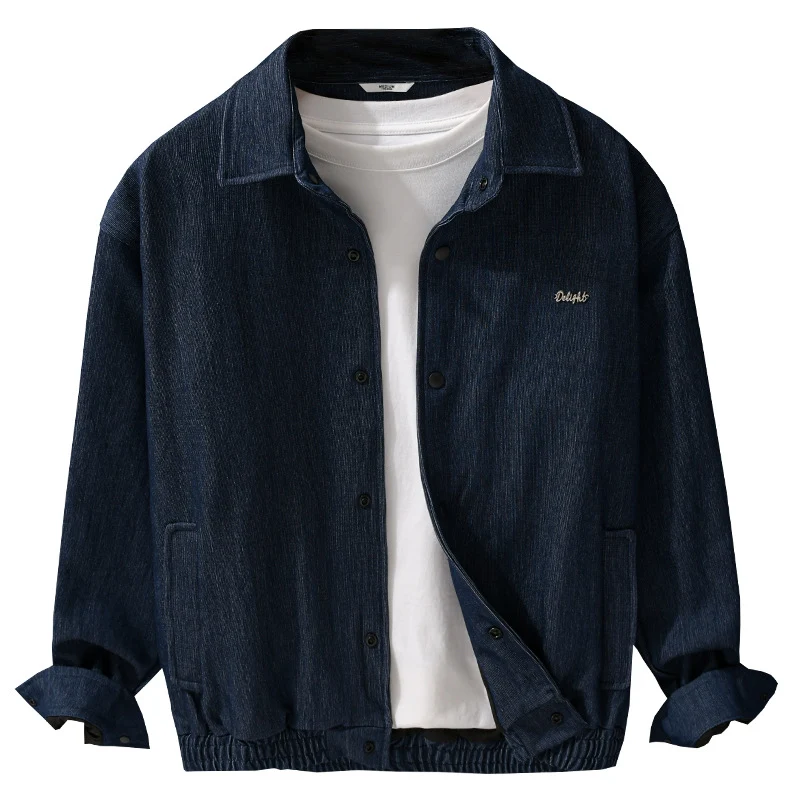 Herren Jeansjacke mit Druckknöpfen und elastischem Saum Nord Taschen