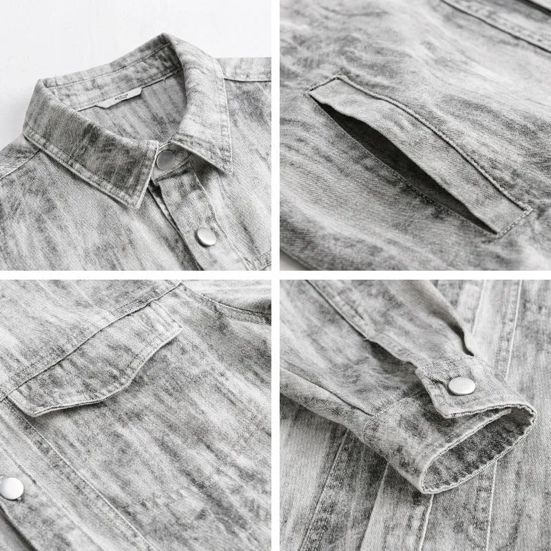 Herren Jeansjacke im Acid‑Wash Look mit Oversize‑Schnitt Nord Taschen