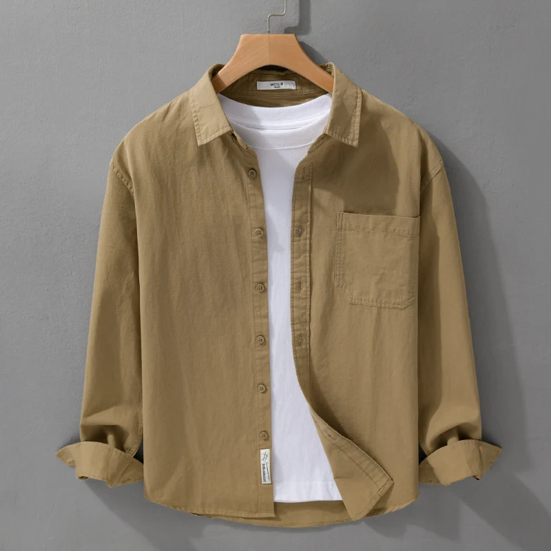 Herren Hemdjacken-Overshirt aus softem Baumwoll-Twill mit Relaxed-Fit und aufgesetzter Brusttasche Nord Taschen