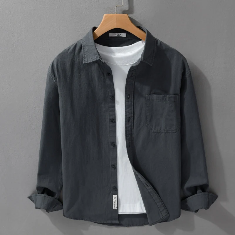 Herren Hemdjacken-Overshirt aus softem Baumwoll-Twill mit Relaxed-Fit und aufgesetzter Brusttasche Nord Taschen