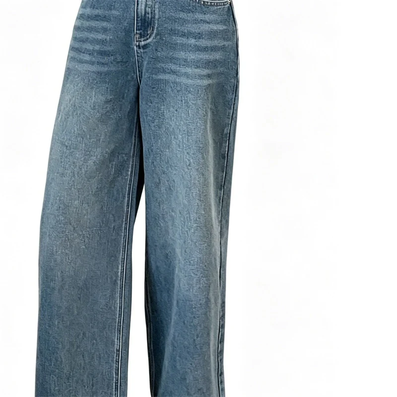 Damen Jeanshose mit hoher Taille und weitem Bein Nord Taschen