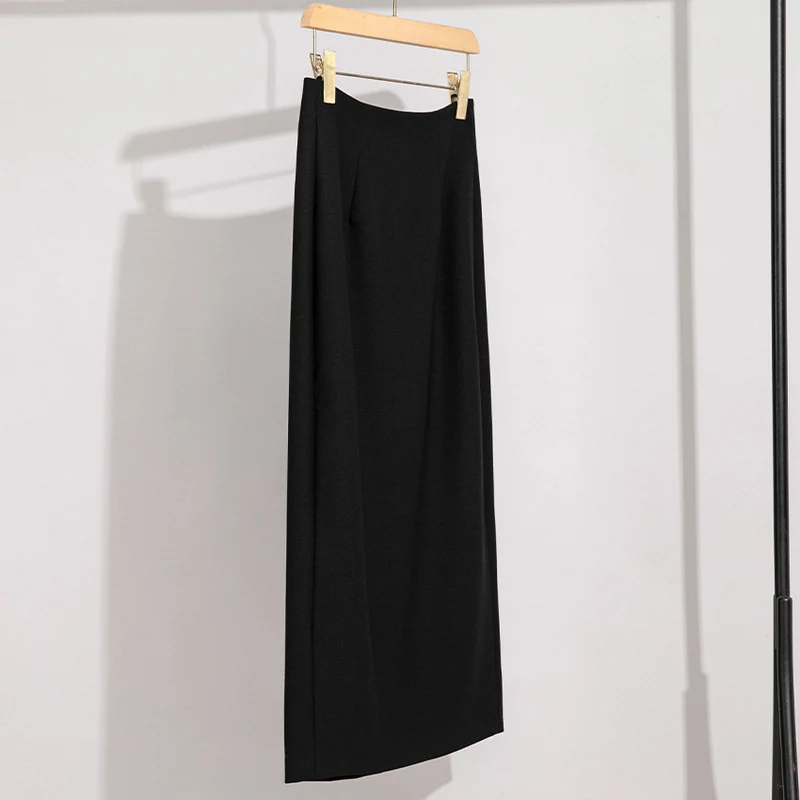 Damen Maxirock aus Feinstrick mit geradem Fall und hoher Taille Nord Taschen