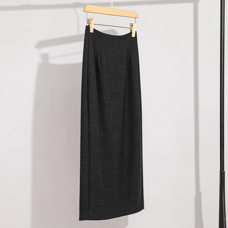 Damen Maxirock aus Feinstrick mit geradem Fall und hoher Taille Nord Taschen