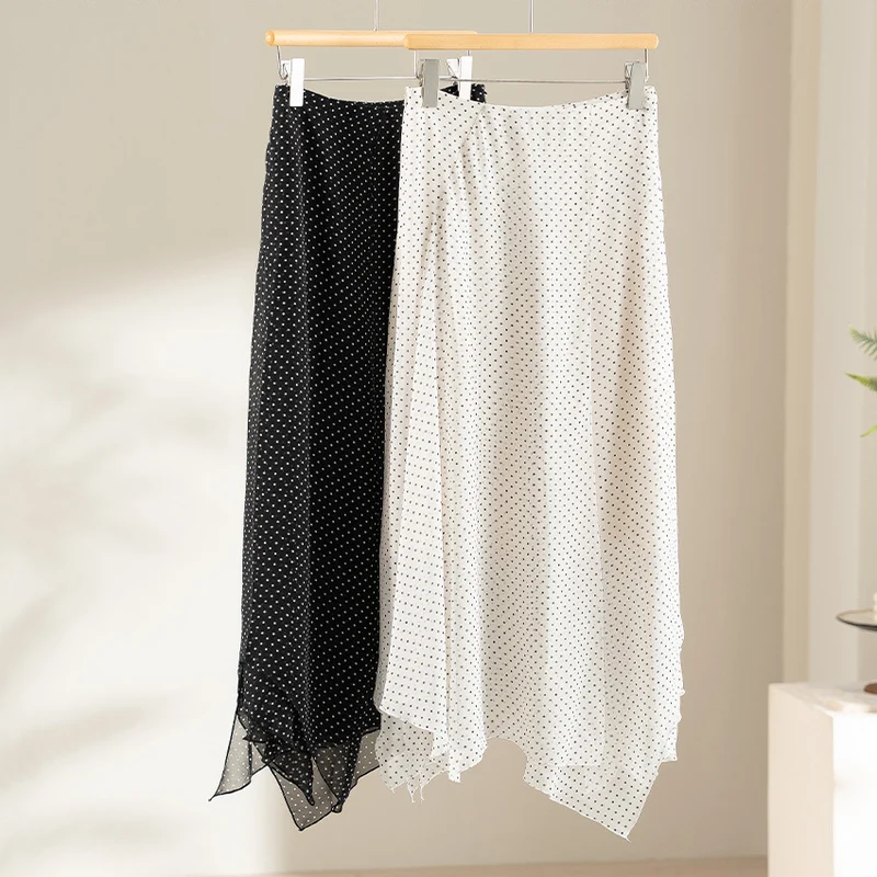 Damen Luftige Polka‑Dot Schlaufenbluse mit Schleifenkragen, Plissée‑Vorderteil und Manschettenärmel Nord Taschen